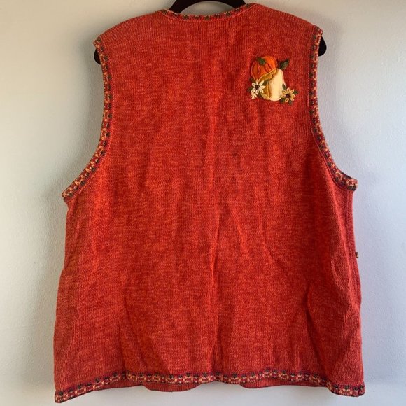 Vintage Harvest Pumpkins Zip Up Sweater Vest XL - Picture 2 of 8